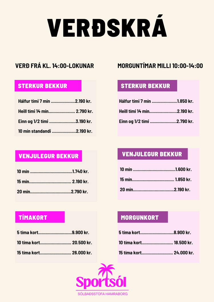 Verðskrá